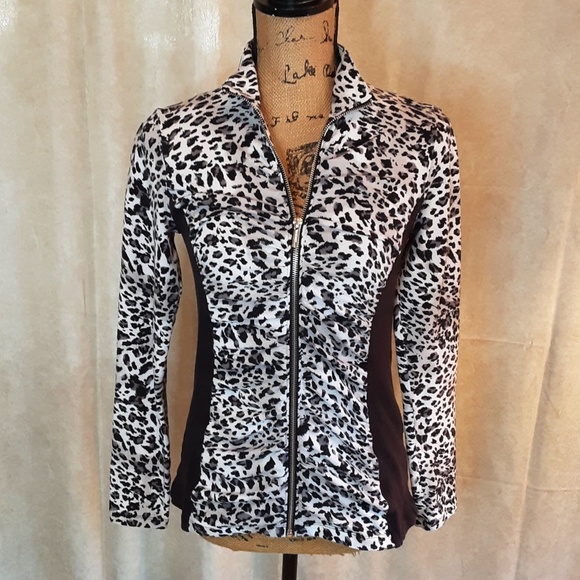 Ellen Tracy Full Zip Leopard Print Active Jacket Sz S - Picture 1 of 12